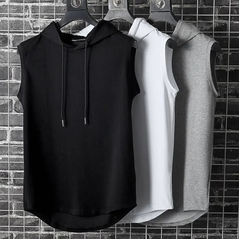 Tank Top Vest Short Sleeve with Hoodie