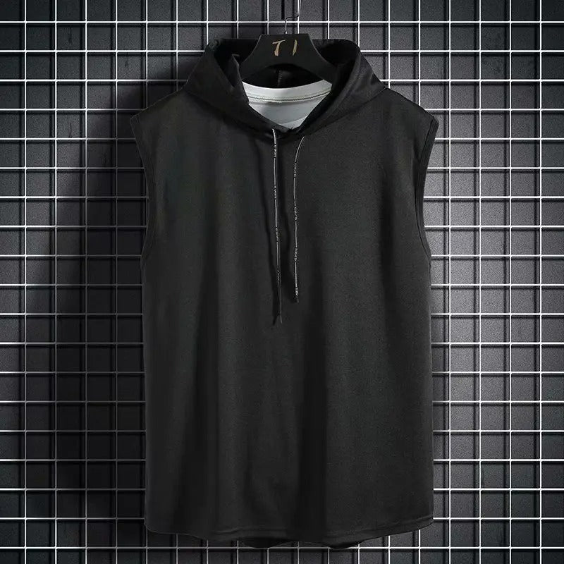 Tank Top Vest Short Sleeve with Hoodie